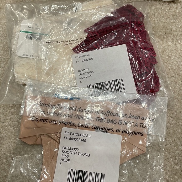 New Free People Panties Sz L 3pcs Large Pink, Ivory,Tan - Picture 9 of 10